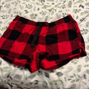 red plaid pajama shorts